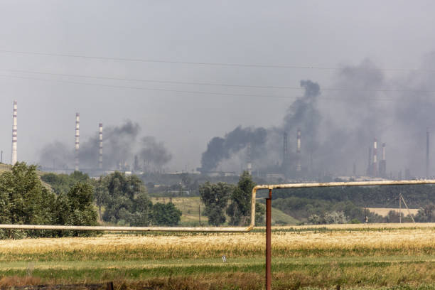 Plumbs of smoke are seen rising to the sky during heavy fighting between Ukrainian forces with Russian troops